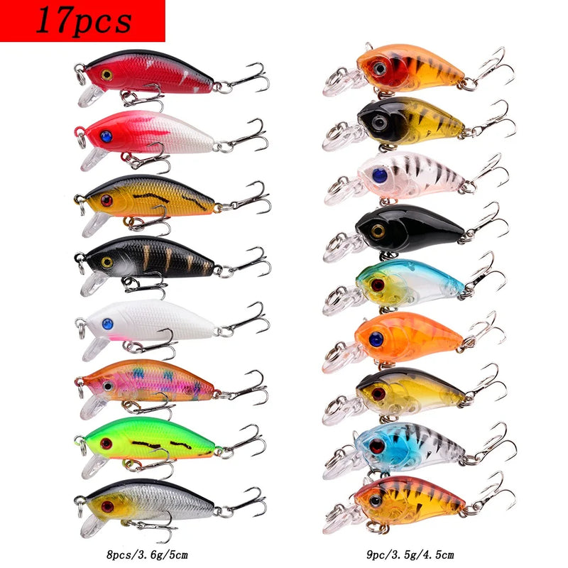 Conjunto de isca de pesca isca dura mini minnow flutuante balanço crankbait louco wobblers artificial biônico manivela iscas