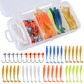 Goture kit de isca macia 40 peças conjunto de isca de silicone 5cm 0.7g gancho de gabarito 3.2cm 3.5g ganchos de pesca com caixa de equipamento de pesca isca macia