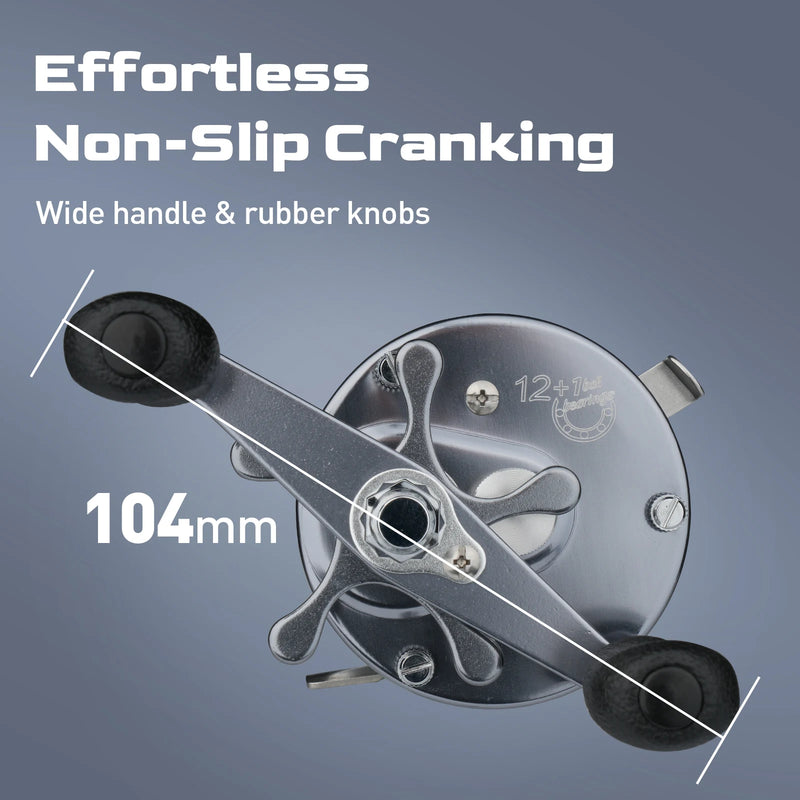 HANDING Flag Redonda Baitcasting Reel, Alumínio Liga Carretéis De Pesca Do Corpo, 13kg Max Drag, 5.3:1 Relação De Engrenagem, 12 + 1 BB Reel para Pike