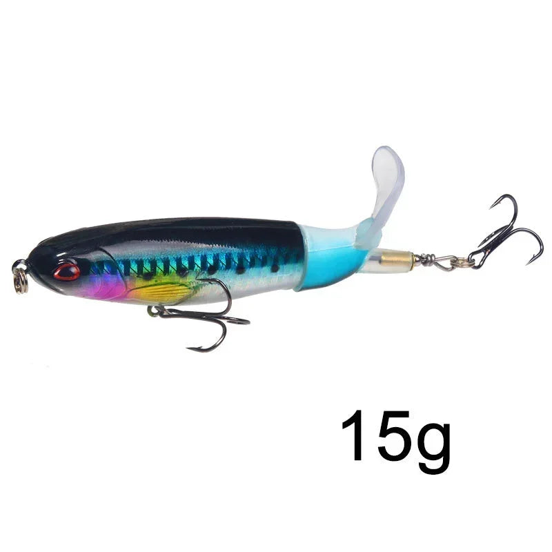 1 pçs 10cm/14cm topwater isca de pesca whopper popper isca artificial duro plopper macio rotação cauda equipamento de pesca isca de pesca