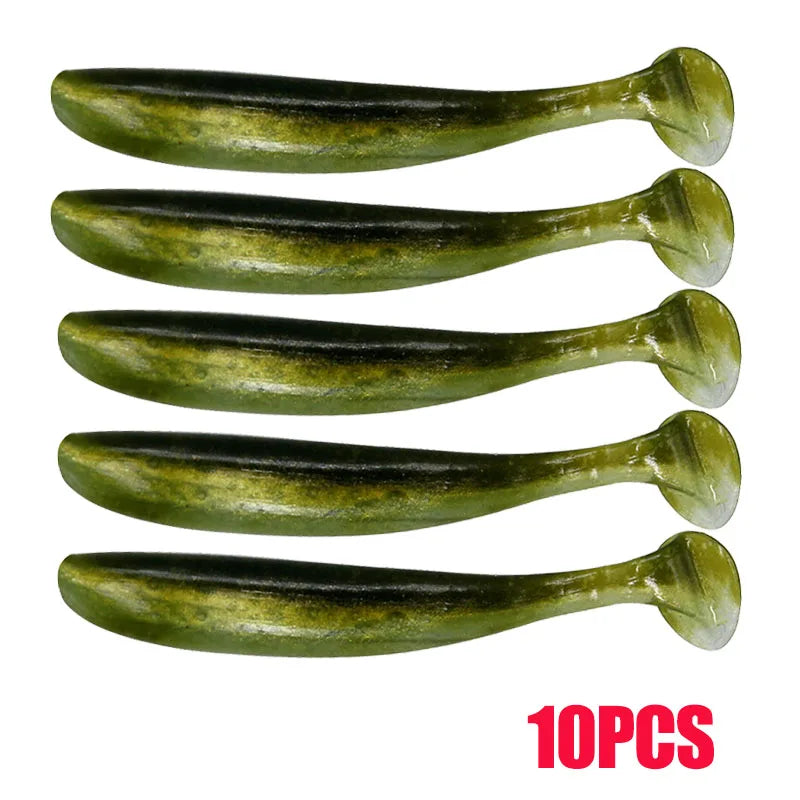 10-50 pçs 70mm isca de pesca macia artificial silicone truta shad carpa minhoca afundando isca t cauda jigging wobbler isca de pesca enfrentar