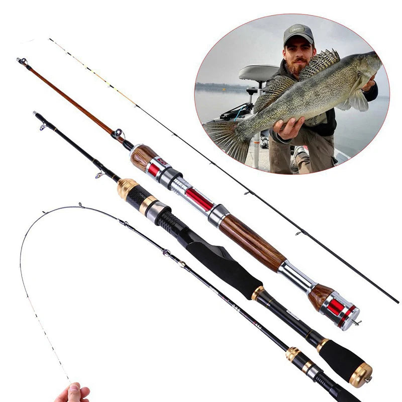 Sougayilang jangada vara de pesca liga titânio 2 seções comprimento ajustável vara de pesca telescópica portátil barco vara de pesca