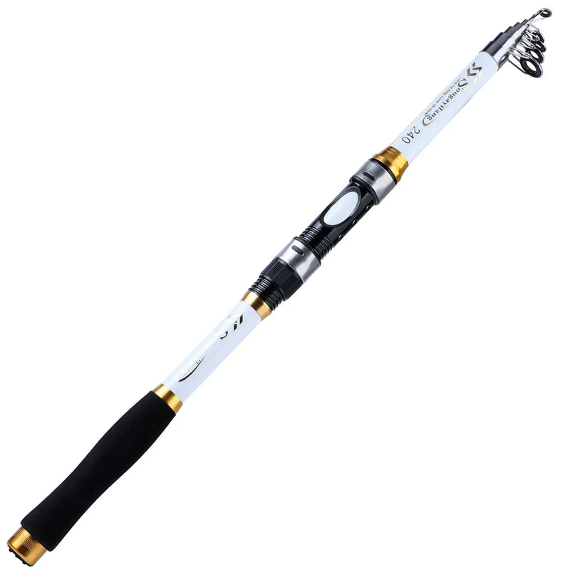 Sougayilang vara de pesca telescópica, 4 cores, 1.8m-2.7m, fibra de vidro, cabo de eva, vara giratória de carpa, vara de pesca, peso 4.5kg