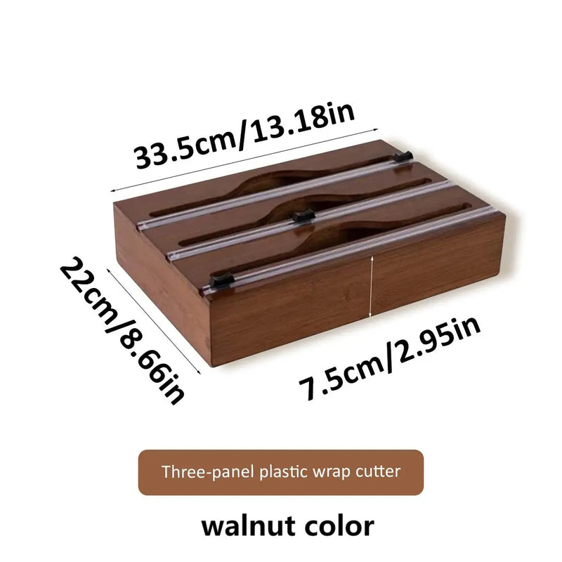 1pc dispensador de papel de cozinha com folha & caixa de cortador de filme aderente, suporte de corte de saco fresco de bambu, saco de lixo e saco de plástico de madeira st