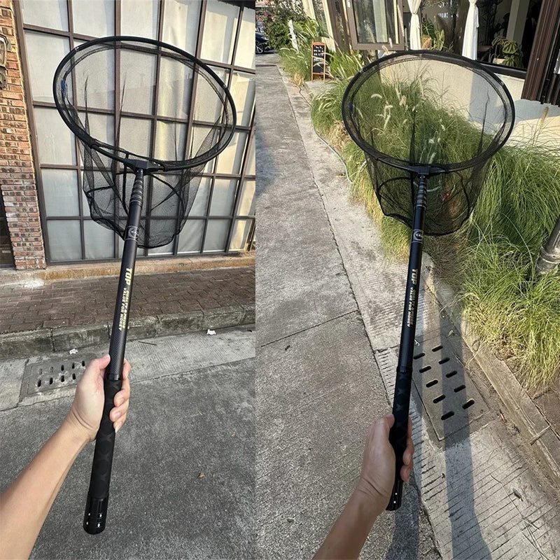Marca MBLN, comprimento total de 328 cm/129 polegadas, ultraleve 414g, rede de pouso de pesca portátil, rede telescópica de fibra de carbono, cabeça de rede de liga