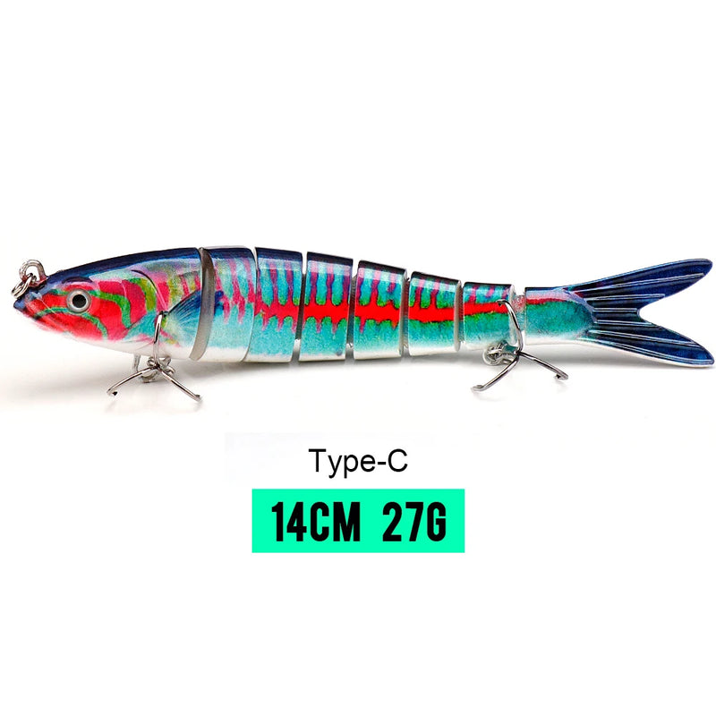 VTAVTA 10/14cm afundando wobblers iscas de pesca articuladas crankbait swimbait 8 segmento duro isca artificial para pesca enfrentar isca