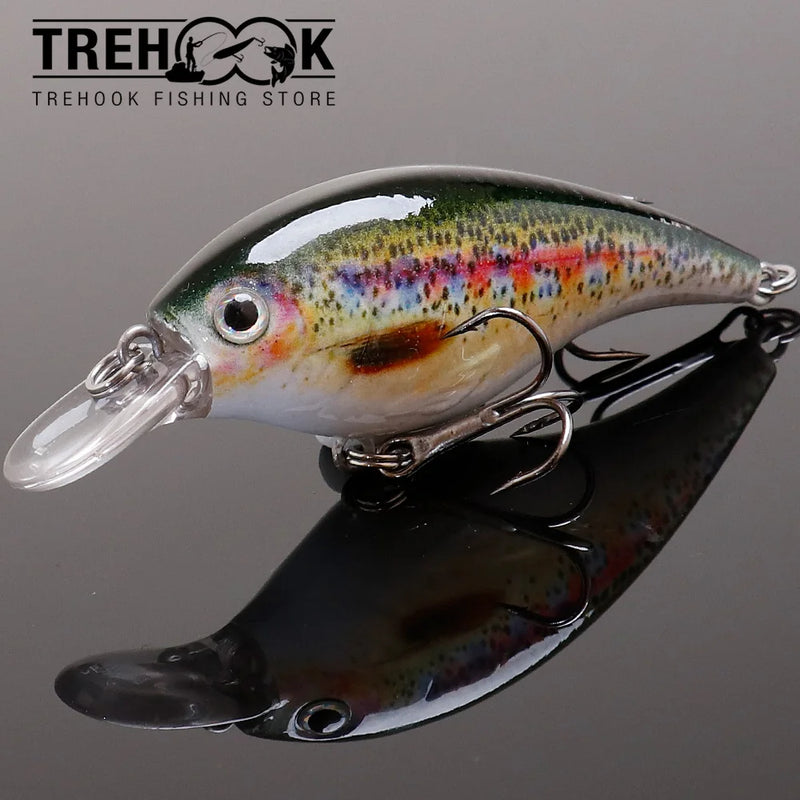 Trehoook 6cm 10g preto minnow truta iscas de pesca duro flutuante wobbler crankbait jerkbait artificial baixo truta isca de pesca