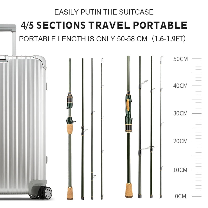 Lemroo vara de viagem fiação fundição vara de pesca de carbono 1.8m/2.1m/2.4m vara de pesca portátil boa qualidade equipamento de pesca macars