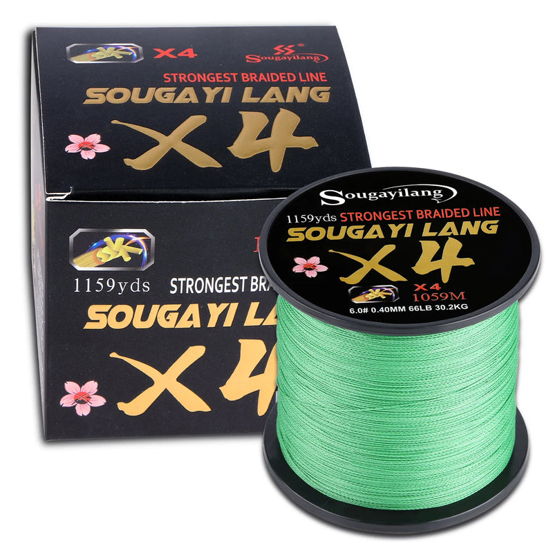 Sougayilang-linha de pesca trançada, tudo para água salgada, pesca marítima, Multifilament PE, 4X, 100 m, 300m, 5 cores, 66LB