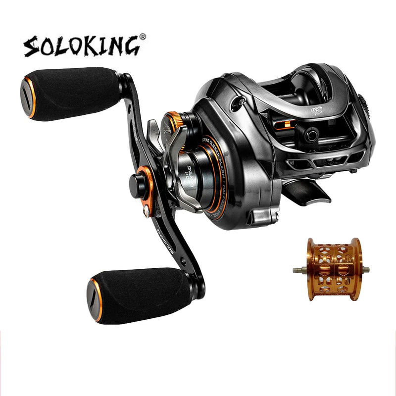 Soloking GKA200 Pro Carretel de pesca de arremesso 7.1/8.1 Relação de engrenagem 9KG Potência de arrasto 6 + 1 BB Drag Clicker Som Baitcaster Reel