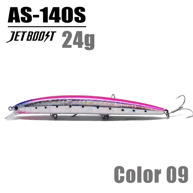 CASTFANATIC 24g 140mm Isca Minnow de Afundamento Lento AS140S Grandes Iscas Artificiais de Água Salgada Sea Bass Pike Fishing Frete Grátis
