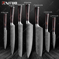 Conjunto de faca de cozinha premium afiada faca de chef japonesa faca santoku com padrão de damasco a laser cutelo de corte muito rápido 1-10 peças