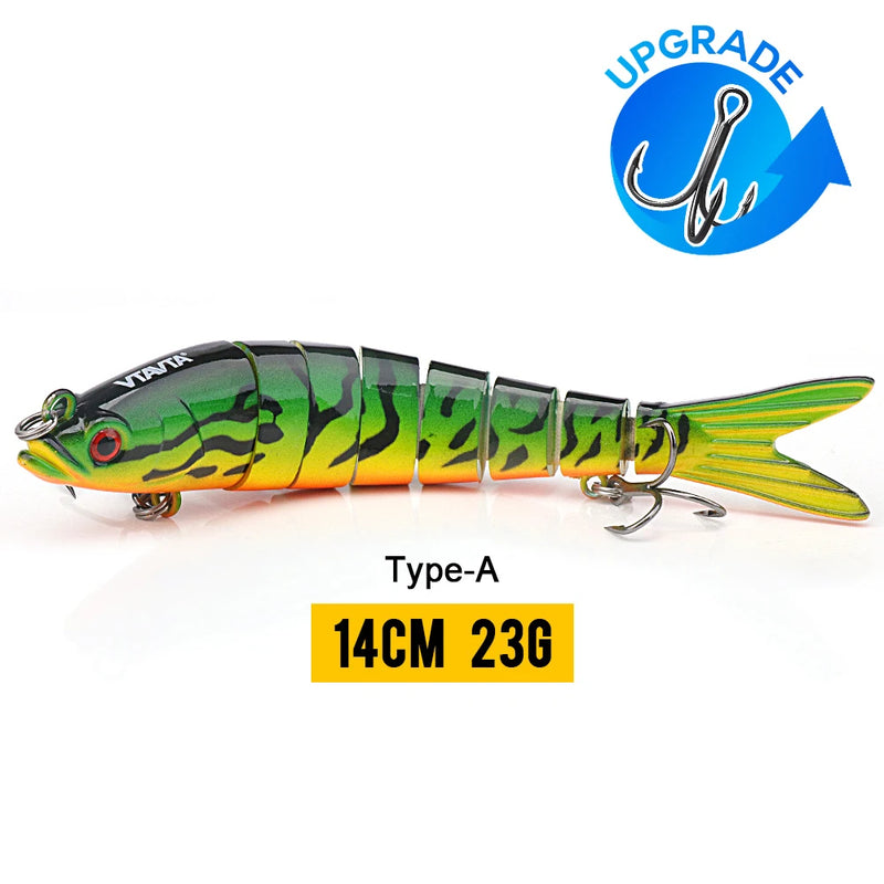 VTAVTA 10/14cm afundando wobblers iscas de pesca articuladas crankbait swimbait 8 segmento duro isca artificial para pesca enfrentar isca