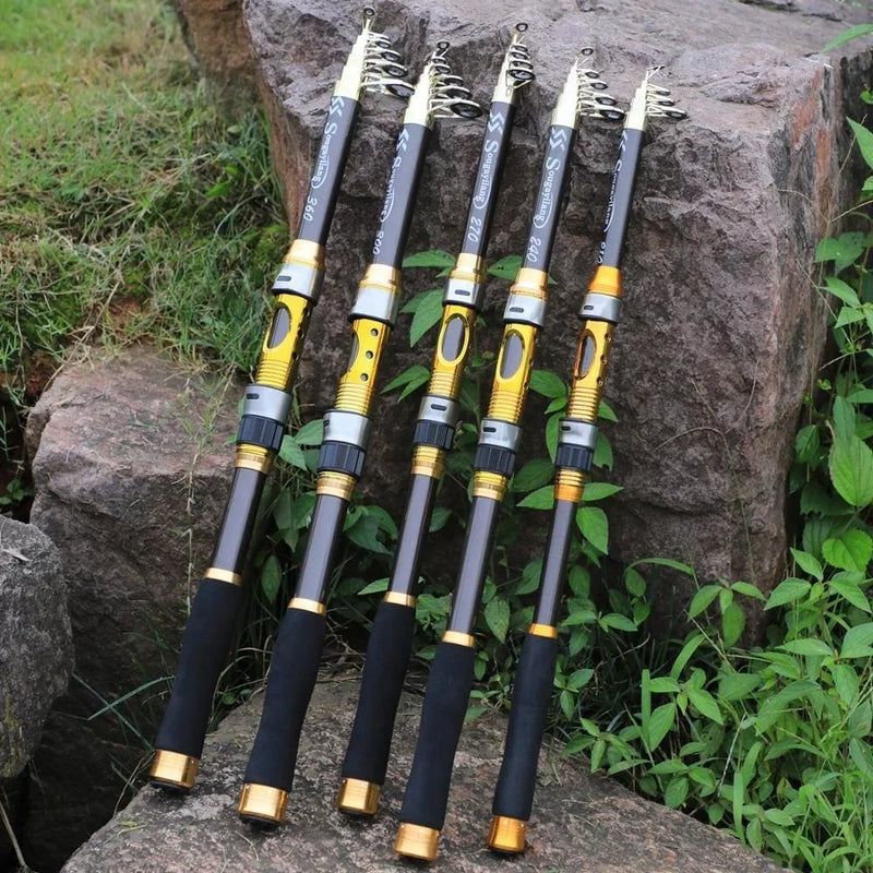 Sougayilang 2.1m-3.6m vara de pesca giratória truta de carbono carpa vara de pesca telescópica isca vara de pesca enfrentar