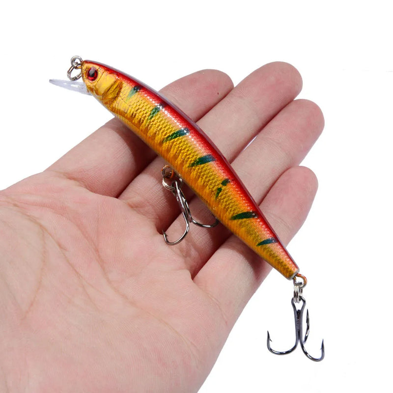 1 pçs minnow isca de pesca 95mm 8g flutuante isca dura wobbler jig isca crankbait carpa listrado baixo pesca equipamento de pesca swimbait