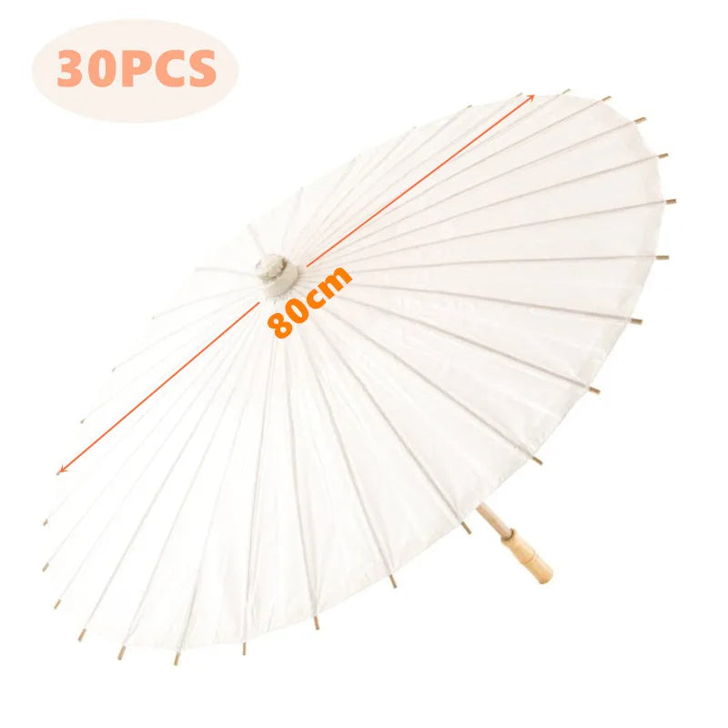 10-30 pçs guarda-sol de papel guarda-chuvas de papel chinês diy guarda-chuva branco fotografia adereços verão brancos festa casamento nupcial 60/80cm