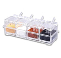 Recipiente De Armazenamento De Cristal Com Colher, Estante De Tempero, Panelas Para Pimenta Spice, Caixa Clara, Conjunto De 4