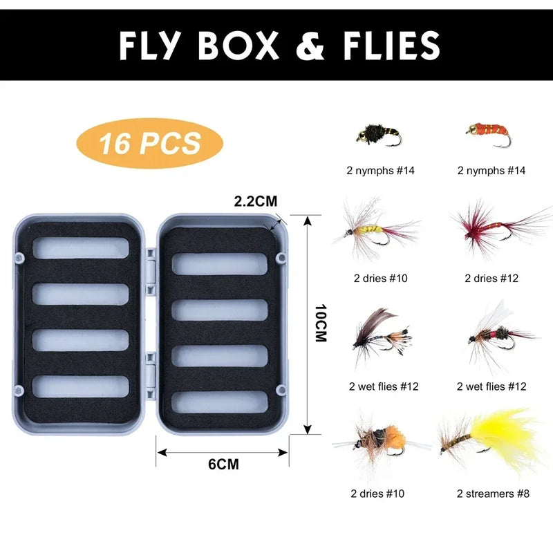 Goture vara de pesca com mosca combo 5/6 7/8 9ft fibra de carbono vara com linha iscas carretel para truta carpa equipamento de pesca com tubo de pvc