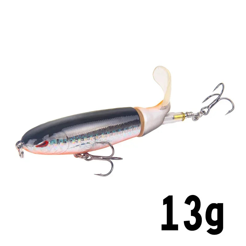 1 pçs 10cm/14cm topwater isca de pesca whopper popper isca artificial duro plopper macio rotação cauda equipamento de pesca isca de pesca