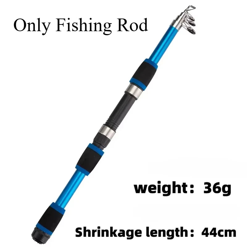 Vara de pesca portátil, vara de arremesso remota, fibra de vidro, 1.8/1.5m, vara de pesca telescópica, relação de engrenagem, molinete de pesca