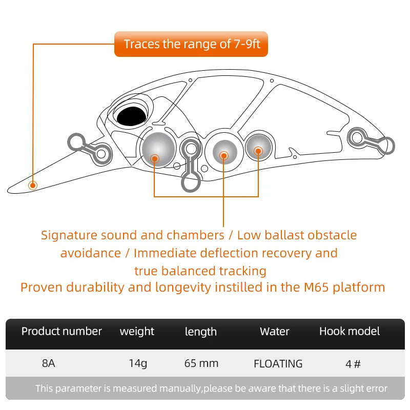 Meredith-isca flutuante dura para pesca, isca wobbler de qualidade profissional, 14g profundidade de 2,0 a 2,5 m, m65, 14g