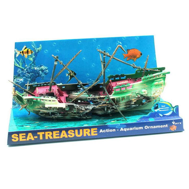 Grande decoração de aquário barco aquário navio ar dividido naufrágio tanque de peixes diy e decoração de casa