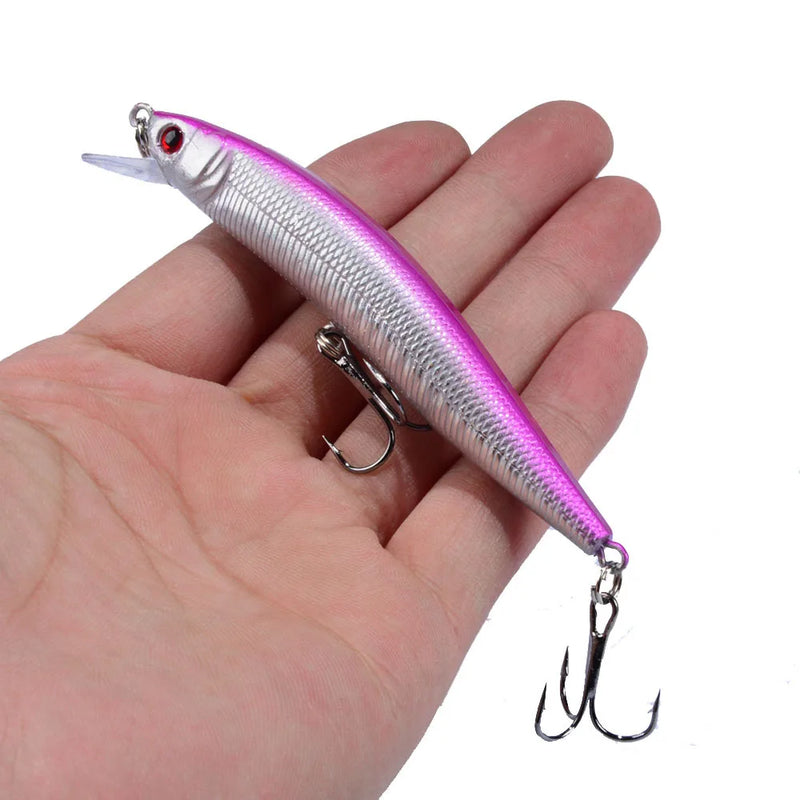 1 pçs minnow isca de pesca 95mm 8g flutuante isca dura wobbler jig isca crankbait carpa listrado baixo pesca equipamento de pesca swimbait