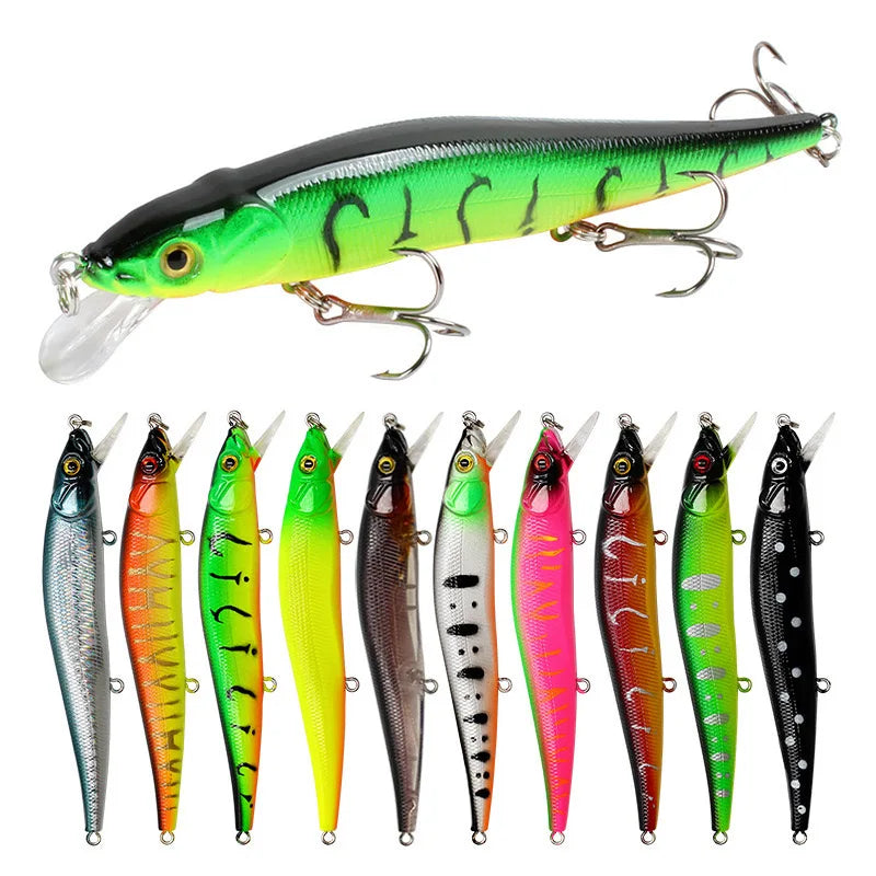 Isca de pesca 11.5cm/14g balanço biônico artificial isca dura enfrentar 3d olhos gancho wobbler pesca da carpa para baixo pique 5/10 pçs