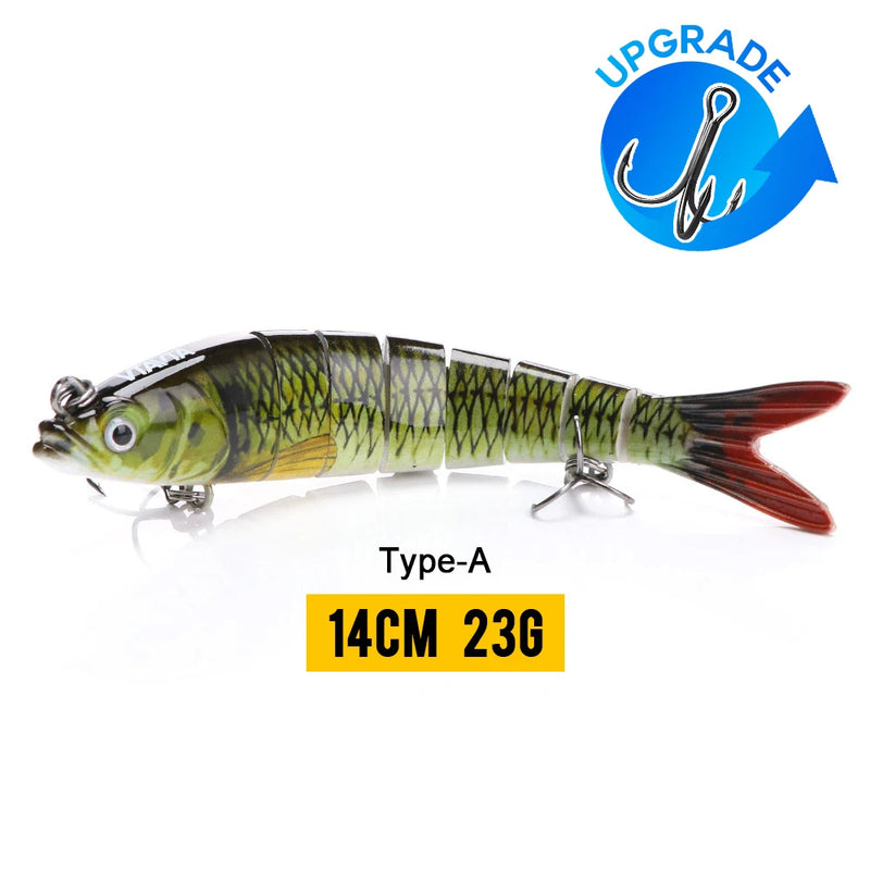 VTAVTA 10/14cm afundando wobblers iscas de pesca articuladas crankbait swimbait 8 segmento duro isca artificial para pesca enfrentar isca