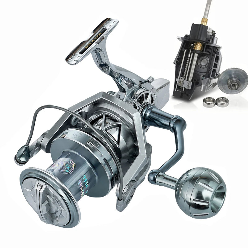 Marca MBLN, arrasto máximo de 35 kg/77 lb, 90% de metal completo, carretilha de pesca giratório grande, surfcasting de água salgada durável, resistente à corrosão