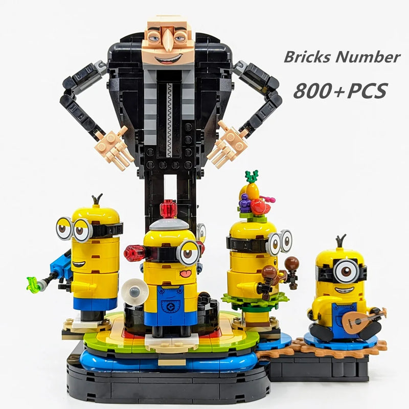 Miniso Gru e Minions Blocos Série de Filmes Pequeno Homem Amarelo Tijolo-Construído Modelo Bloco de Construção Tijolos Brinquedos Meninos Presente
