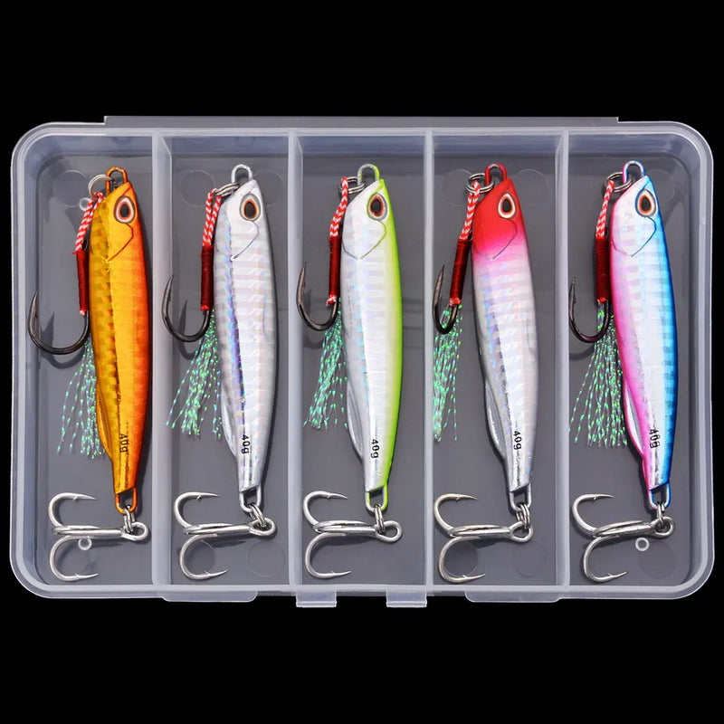 Metal gabarito isca de pesca 10g-60g elenco gancho swimbait 3d laser wobbler pique colher carpa spinner mar enfrentar kit pesca isca artificial