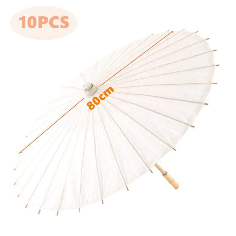 10-30 pçs guarda-sol de papel guarda-chuvas de papel chinês diy guarda-chuva branco fotografia adereços verão brancos festa casamento nupcial 60/80cm