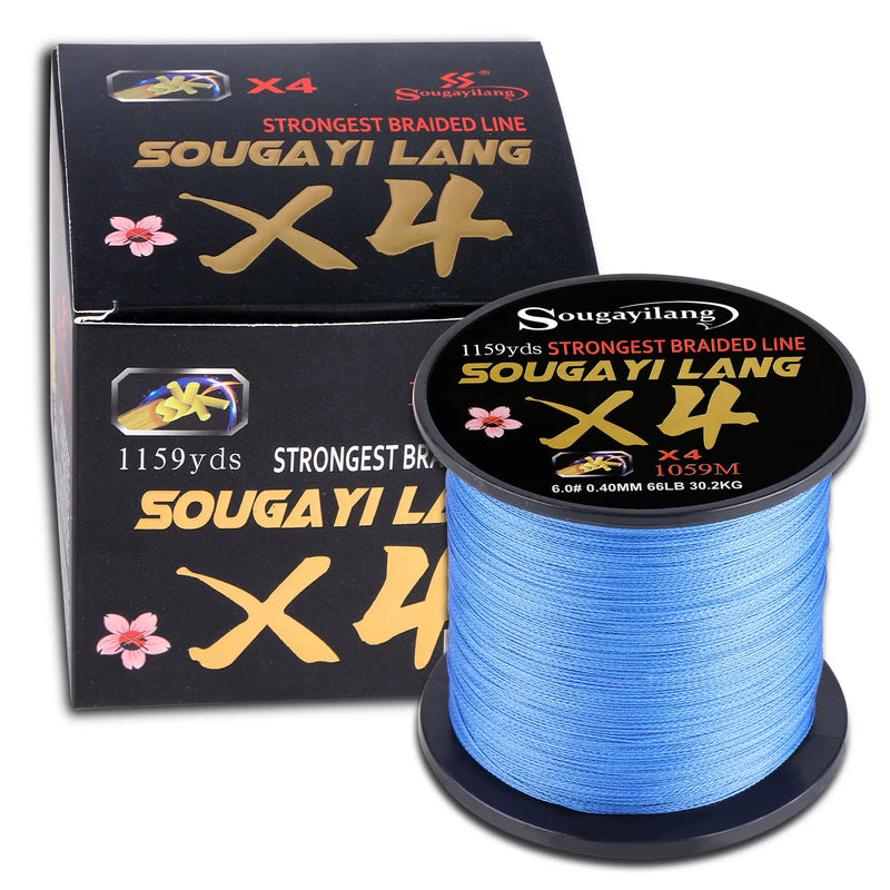 Sougayilang-linha de pesca trançada, tudo para água salgada, pesca marítima, Multifilament PE, 4X, 100 m, 300m, 5 cores, 66LB