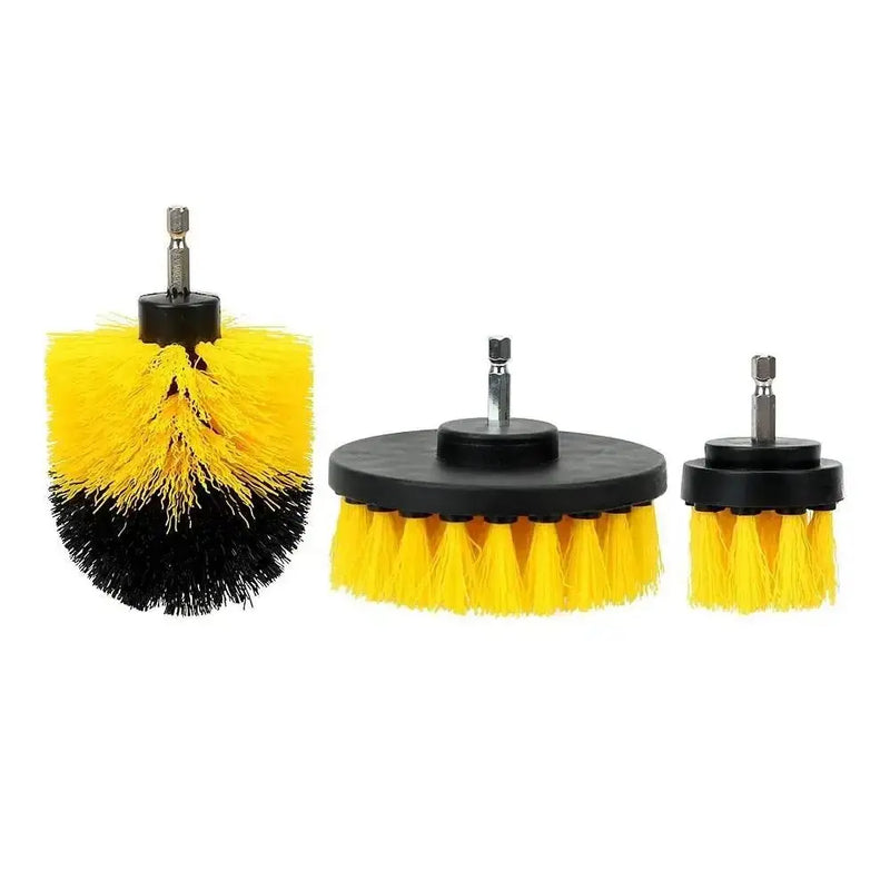 3 pçs conjunto de fixação escova broca escova purificador energia com broca esfrega escova para limpeza chuveiros banheiras banheiro telha grout tapete