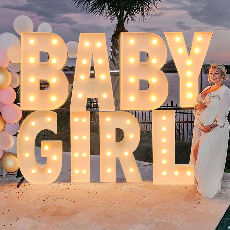 Caixa de quadro de luz led com letras gigantes, 91.5cm, chá de bebê, natal, 1 ° aniversário, festa de casamento, decoração, nome diy, caixa de enchimento de balão