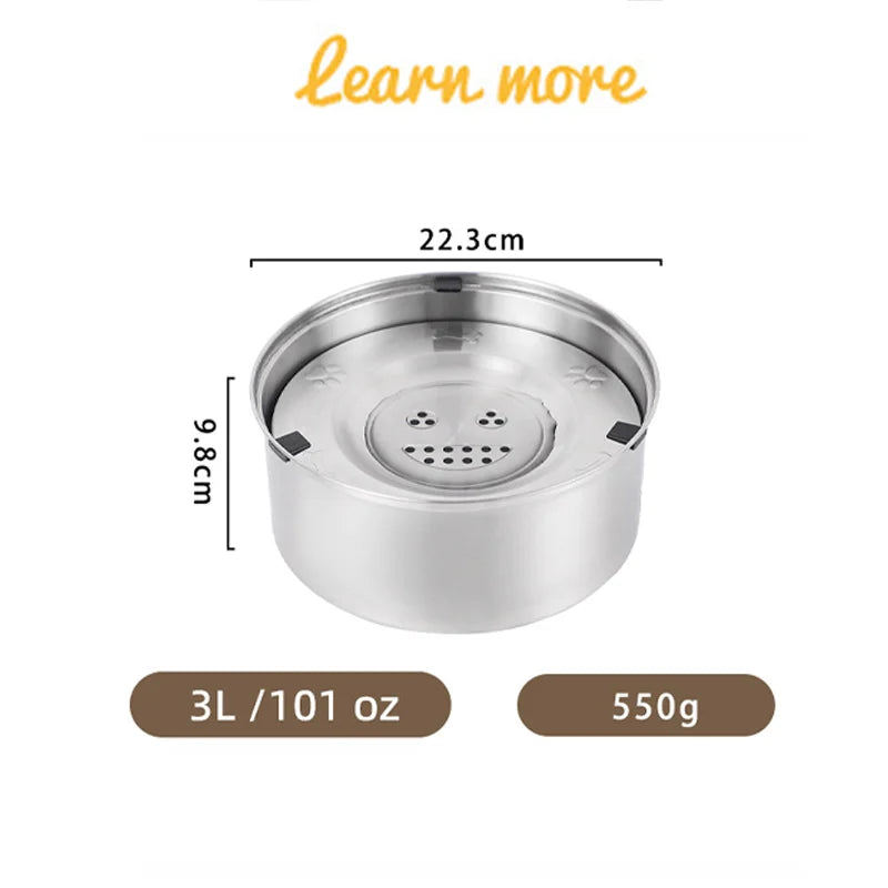 Tigela flutuante de aço inoxidável para cães, grande capacidade, sem derramamento, dispensador de água anti-respingo para cães, tigela antiderrapante para alimentador de água para cães e gatos