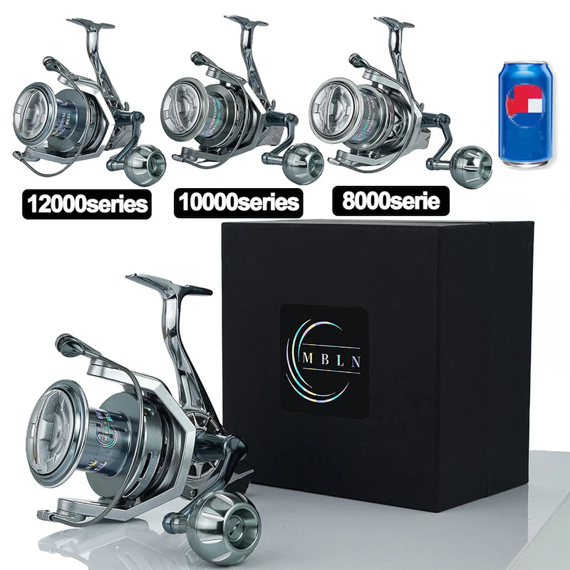 Marca MBLN, arrasto máximo de 35 kg/77 lb, 90% de metal completo, carretilha de pesca giratório grande, surfcasting de água salgada durável, resistente à corrosão