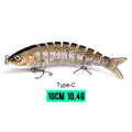 VTAVTA 10/14cm afundando wobblers iscas de pesca articuladas crankbait swimbait 8 segmento duro isca artificial para pesca enfrentar isca