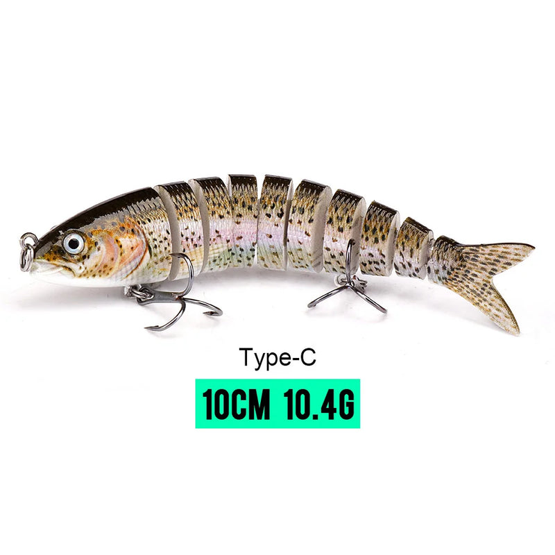 VTAVTA 10/14cm afundando wobblers iscas de pesca articuladas crankbait swimbait 8 segmento duro isca artificial para pesca enfrentar isca