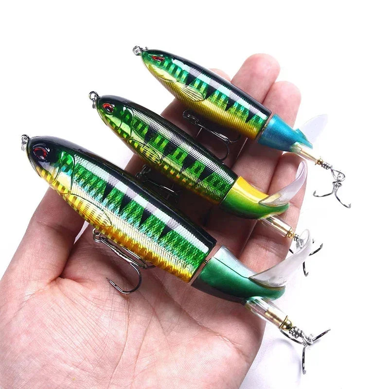 Popper conjunto de isca de pesca 11cm/14g artificial topwater isca dura rotativa wobblers enfrentar acessórios de isca de pesca 5/10 pçs pesca