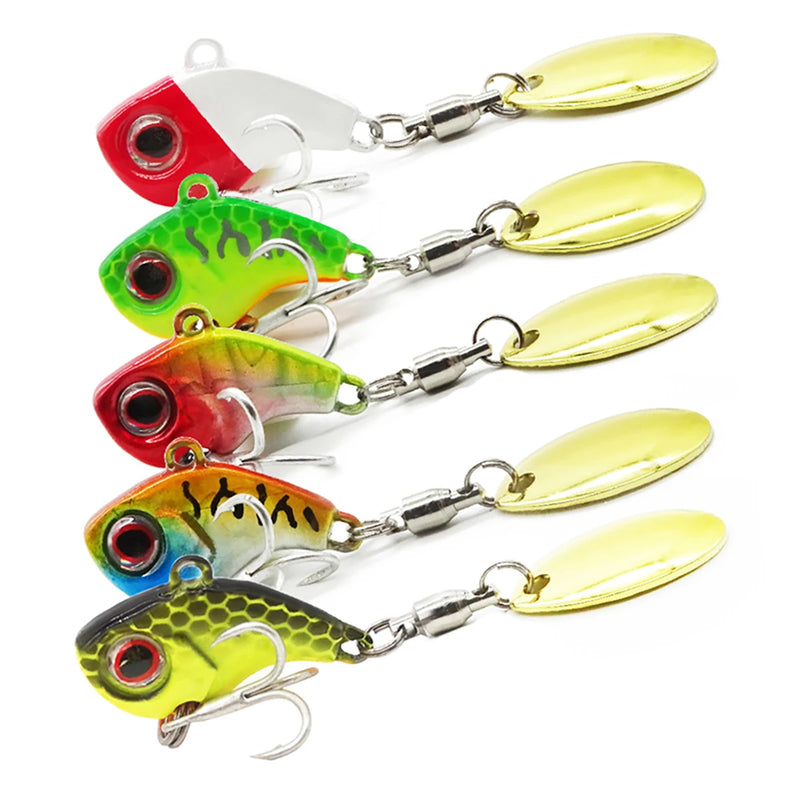5 pçs spinner isca de pesca 5g/7g/10g/14g/20g fundição longa gota tiro isca vib vibração artificial isca giratória pique equipamento de pesca