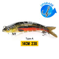 VTAVTA 10/14cm afundando wobblers iscas de pesca articuladas crankbait swimbait 8 segmento duro isca artificial para pesca enfrentar isca