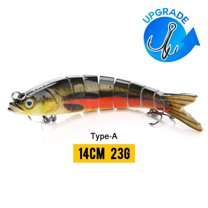 VTAVTA 10/14cm afundando wobblers iscas de pesca articuladas crankbait swimbait 8 segmento duro isca artificial para pesca enfrentar isca