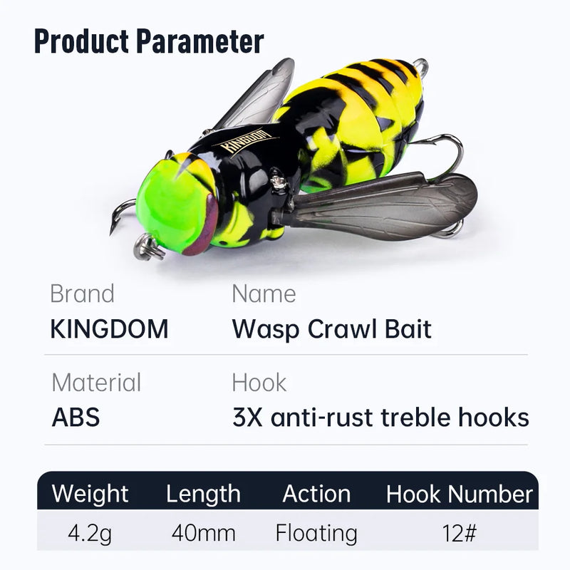 Reino iscas de pesca isca artificial 4.2g 40mm flutuante inseto biônico swimbaits wobblers iscas duras baixo carpa pique enfrentar isca