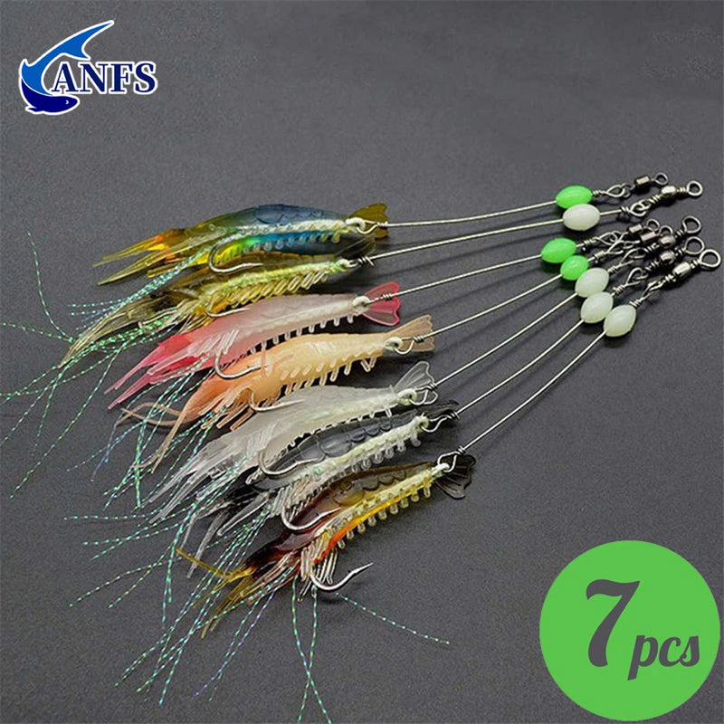 3pcs/7pcs iscas de camarão iscas de pesca isca de pesca artificial isca artificial ascesorios pesca