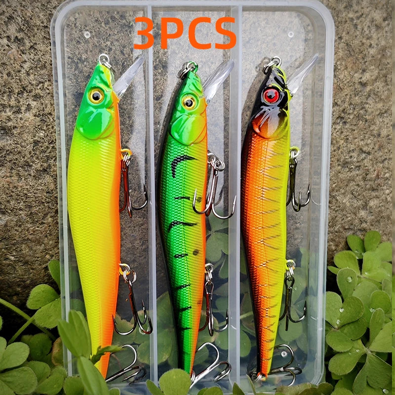 3 pçs/caixa japão afundando lento minnow iscas de pesca 12cm 14g jerkbait baixo pique carkbait wobblers swimbait isca profissional
