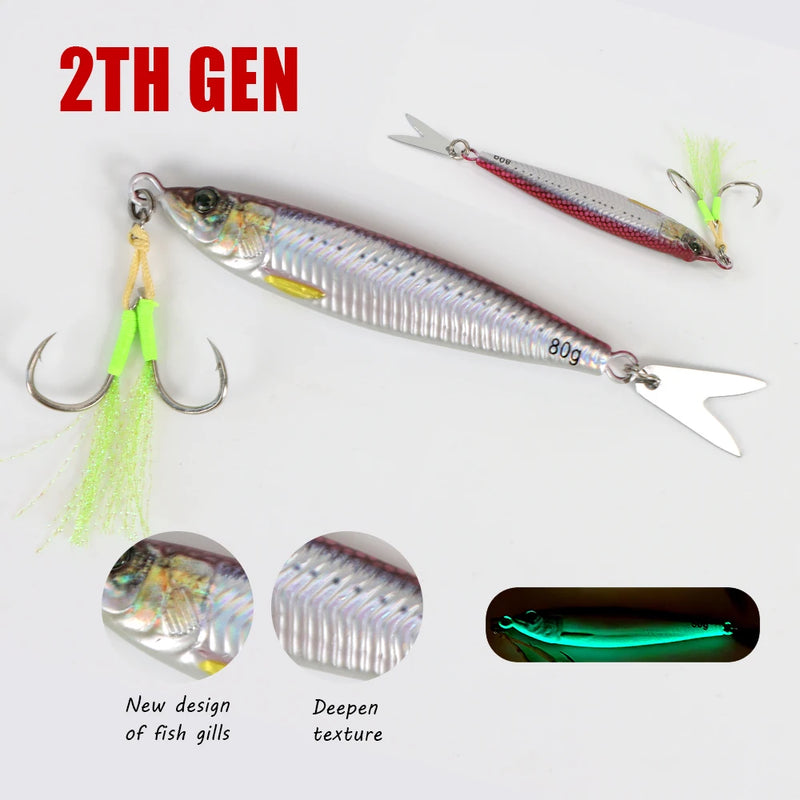Tolu 2024 novo 3d impresso rápido afundando metal gabarito isca 20g 30g 40g 60g 80g água salgada costa fundição isca de pesca vertical metal gabarito