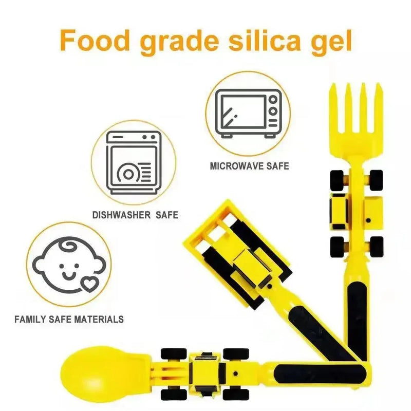 Kids 'Creative Dining Tool Set, PP Spoon Fork, Faca, Pá De Escavadeira De Escavadeira De Carro, Utensílios Seguros e Práticos