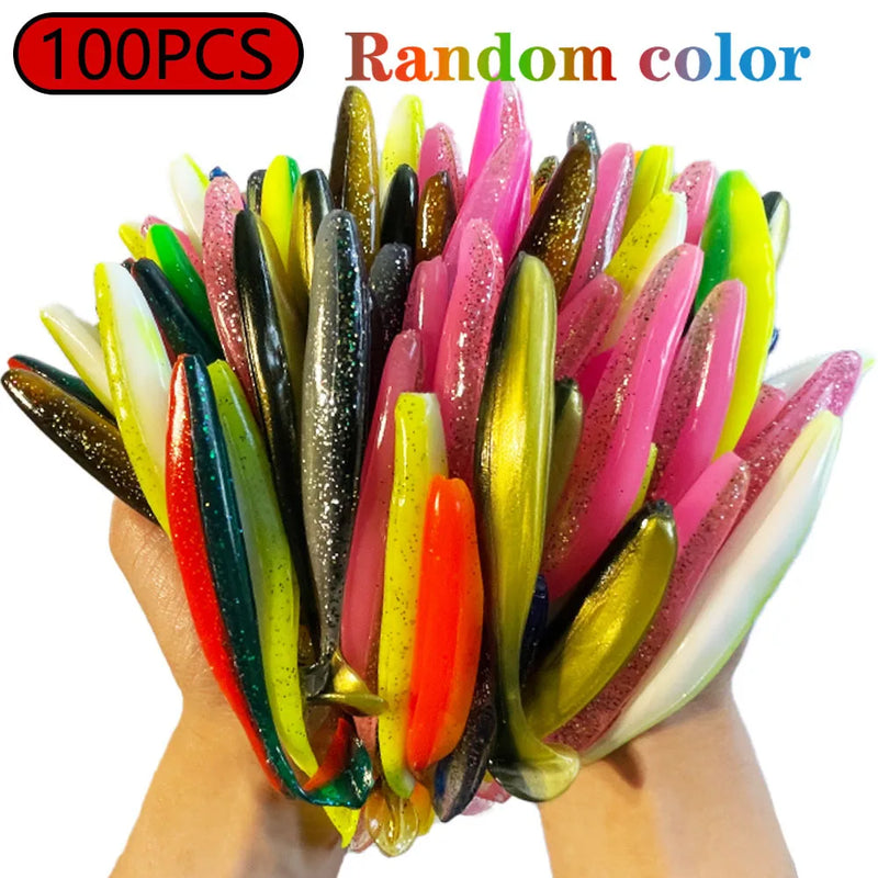 1-100 pçs t cauda 70mm 90mm 120mm shad worm isca macia isca artificial swimbait isca wobbler iscas macias silicone pesca esportes